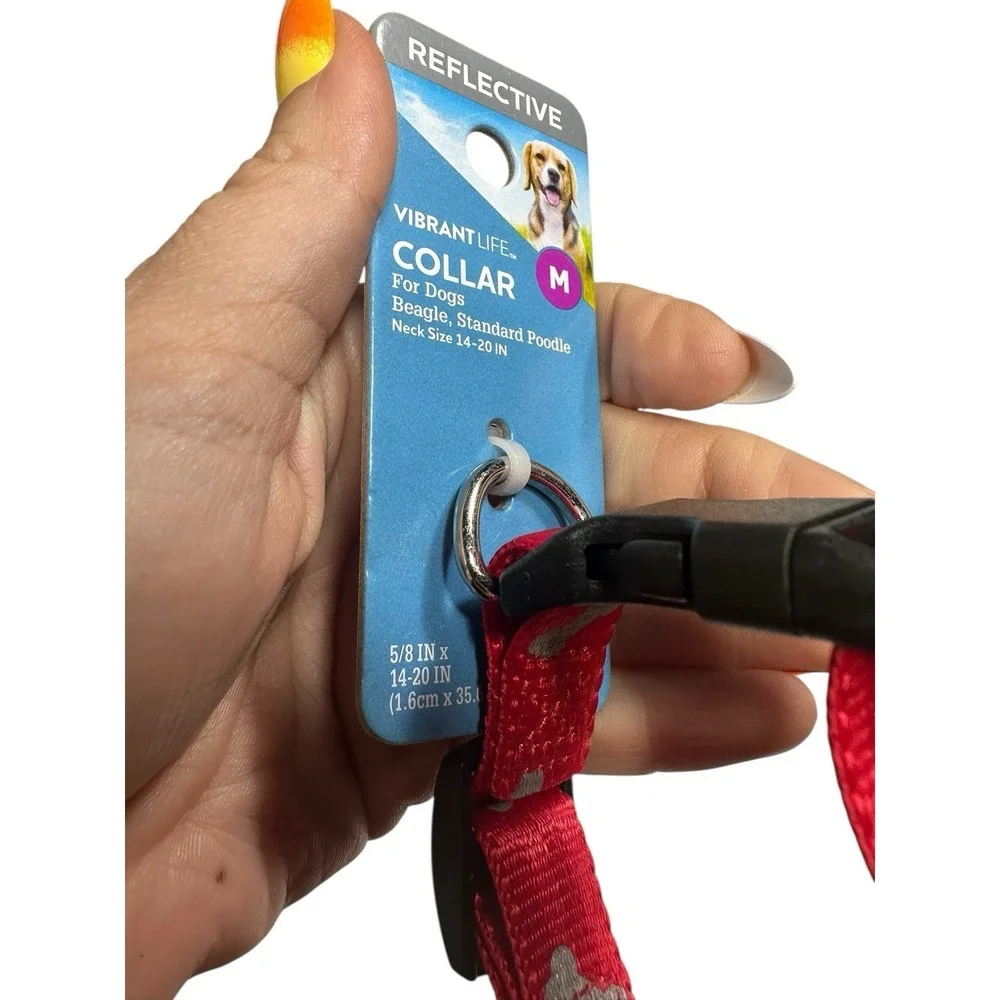 VIBRANT LIFE dog collar SIZE MEDIUM neck‎ size 14-20 in 20-50 lb reflective